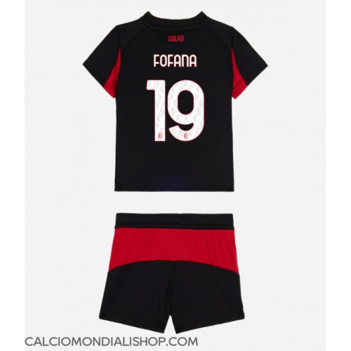 Maglie da calcio AC Milan Youssouf Fofana #19 Prima Maglia Bambino 2025-26 Manica Corta (+ Pantaloni corti)